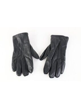 Vintage Streetwear Mens Large Fleece Lined Soft Leather Driving Gloves Black